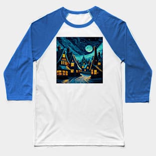 Starry Night Over Hogsmeade Village Baseball T-Shirt